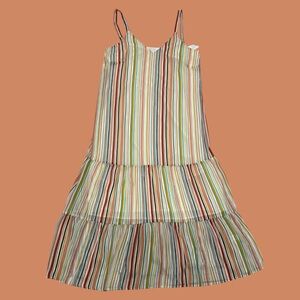Striped Maxi Tiered Multicolor Lined Adjustable Straps XL Cracker Barrel NWT